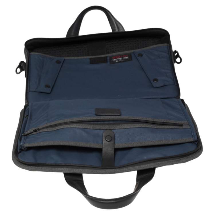 Pre Owned TUMI Dark Grey/Black Fabric and Leather Alpha 2 T Pass Laptop Briefcase