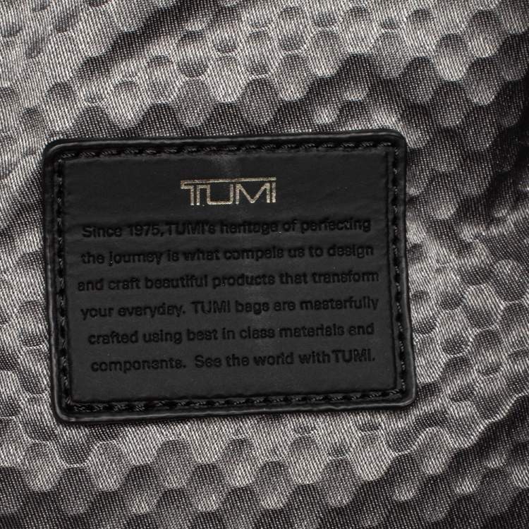 Pre Owned TUMI Black/Metallic Bronze Leather Alpha Bravo London Roll Top Backpack
