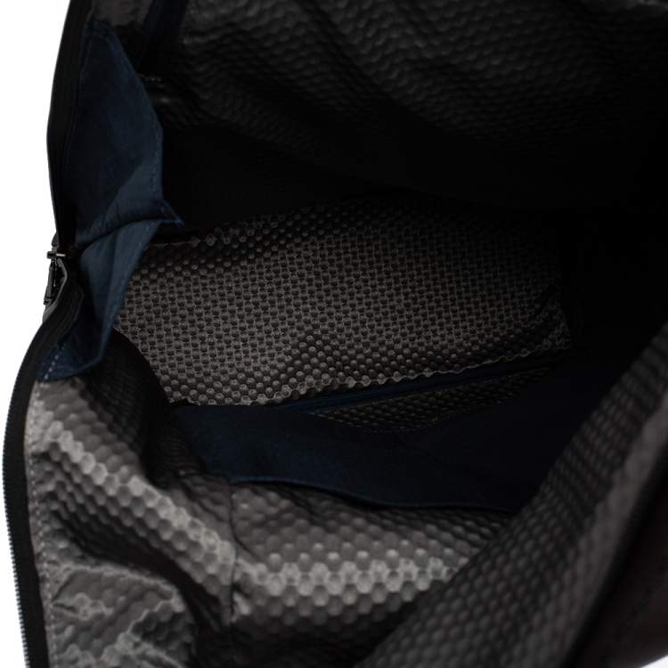 Pre Owned TUMI Black/Metallic Bronze Leather Alpha Bravo London Roll Top Backpack