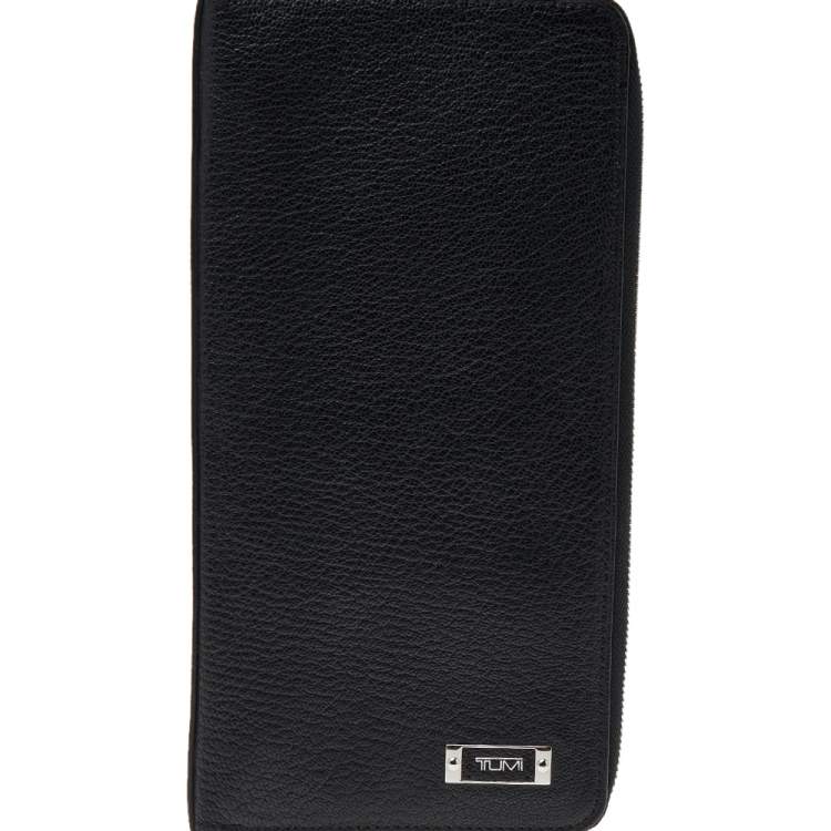 Pre Owned Tumi Black Leather Zip Around Wallet