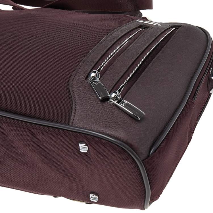 Pre Owned Tumi Burgundy Nylon T-Pass Kennedy Deluxe Brief Laptop Bag
