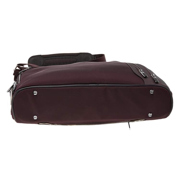 Pre Owned Tumi Burgundy Nylon T-Pass Kennedy Deluxe Brief Laptop Bag
