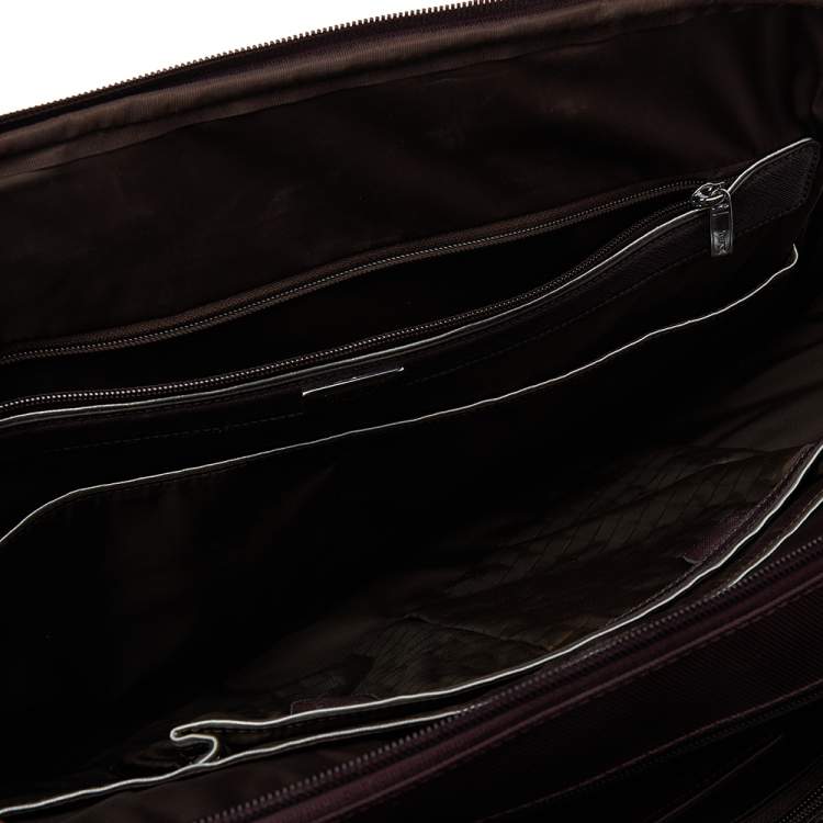 Pre Owned Tumi Burgundy Nylon T-Pass Kennedy Deluxe Brief Laptop Bag