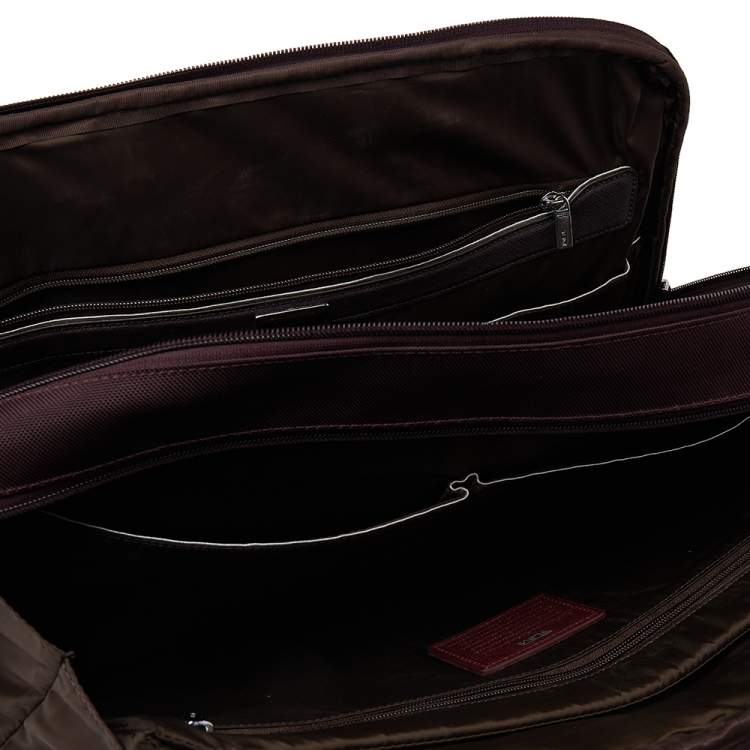 Pre Owned Tumi Burgundy Nylon T-Pass Kennedy Deluxe Brief Laptop Bag
