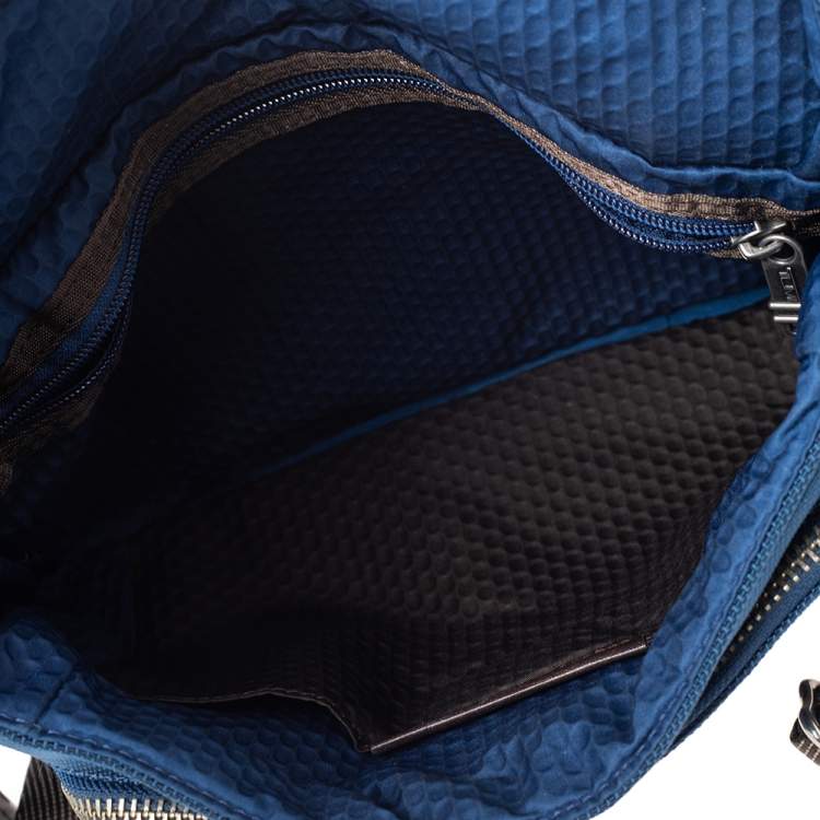Pre Owned TUMI Blue/Brown Nylon and Leather Alpha Bravo Messenger Bag