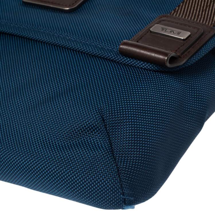 Pre Owned TUMI Blue/Brown Nylon and Leather Alpha Bravo Messenger Bag