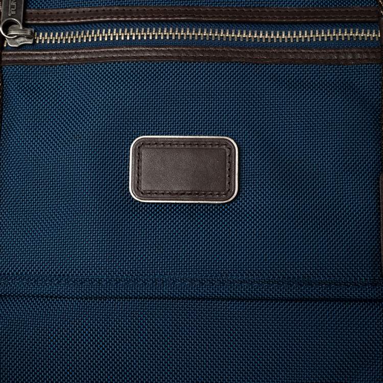Pre Owned TUMI Blue/Brown Nylon and Leather Alpha Bravo Messenger Bag
