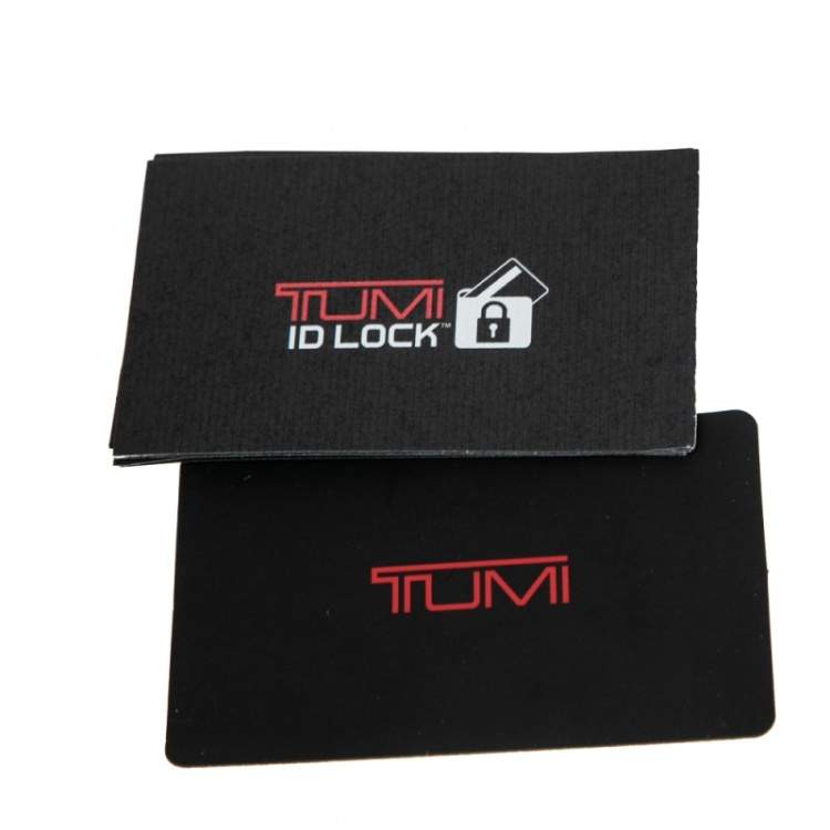 Pre Owned Tumi Black Graphic Print Nylon and Leather Trim Bifold Card Case