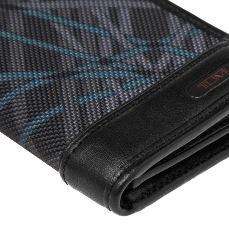 Pre Owned Tumi Black Graphic Print Nylon and Leather Trim Bifold Card Case