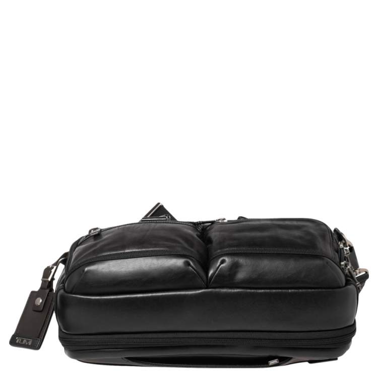 Pre Owned TUMI Metallic Dark Brown/Black Leather Alpha Bravo Andersen Slim Commuter Briefcase