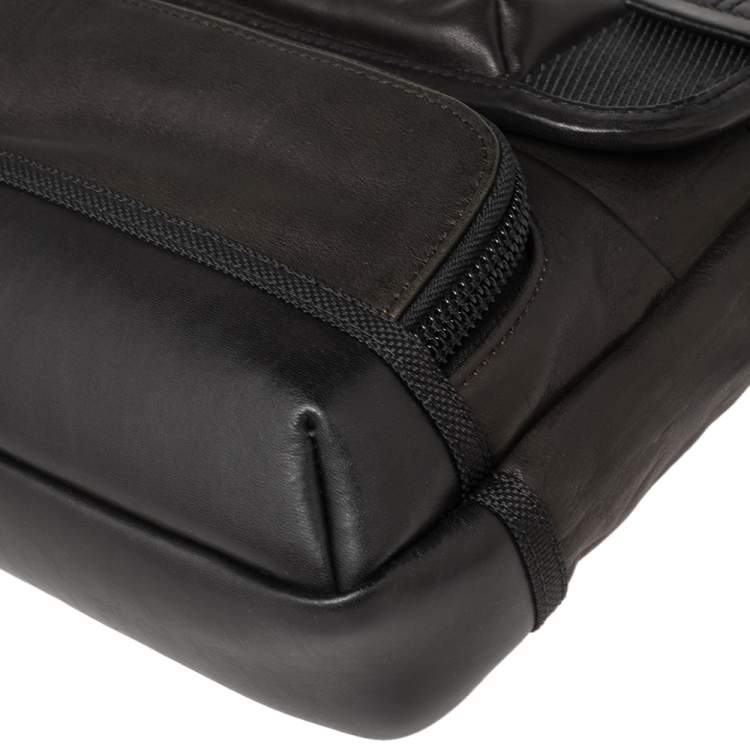 Pre Owned TUMI Dark Brown/Black Leather Alpha Bravo Barstow Messenger Bag