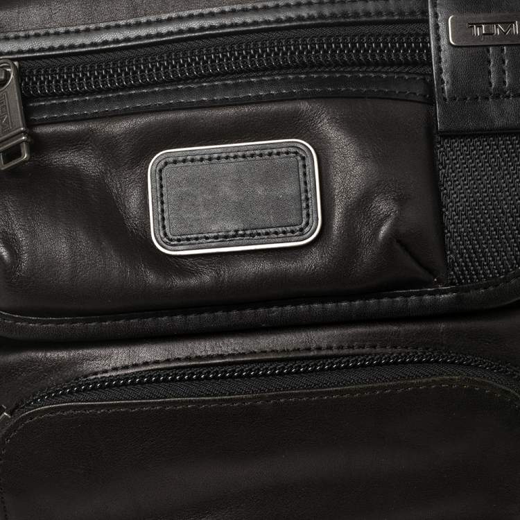 Pre Owned TUMI Dark Brown/Black Leather Alpha Bravo Barstow Messenger Bag