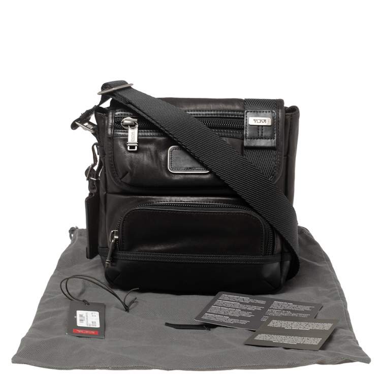 Pre Owned TUMI Dark Brown/Black Leather Alpha Bravo Barstow Messenger Bag