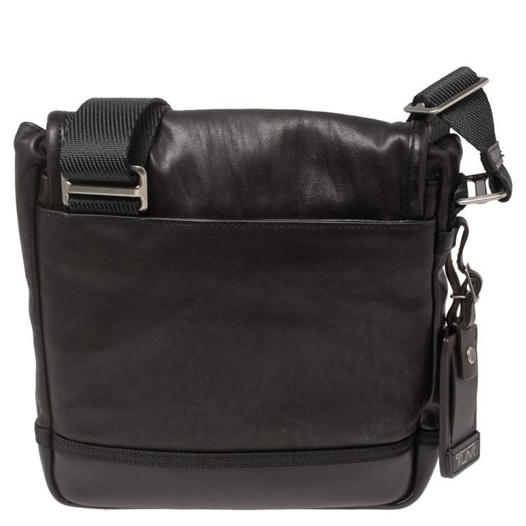 Pre Owned TUMI Dark Brown/Black Leather Alpha Bravo Barstow Messenger Bag