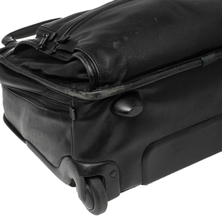 Pre Owned TUMI Black Leather Expandable Rolling Briefcase 