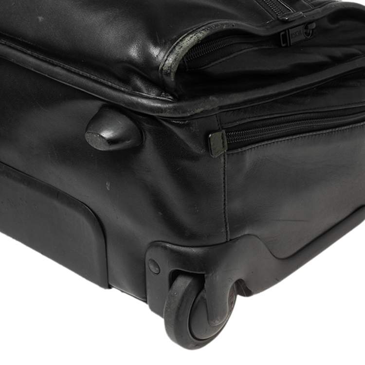 Pre Owned TUMI Black Leather Expandable Rolling Briefcase 