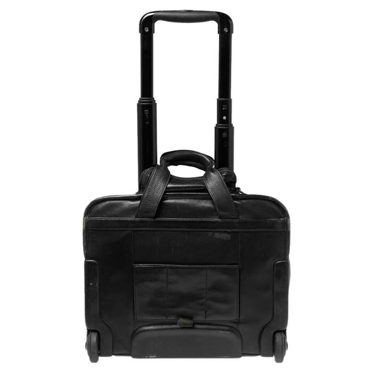 Pre Owned TUMI Black Leather Expandable Rolling Briefcase 