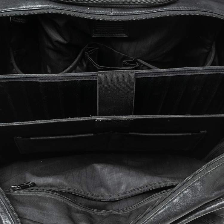 Pre Owned TUMI Black Leather Expandable Rolling Briefcase 