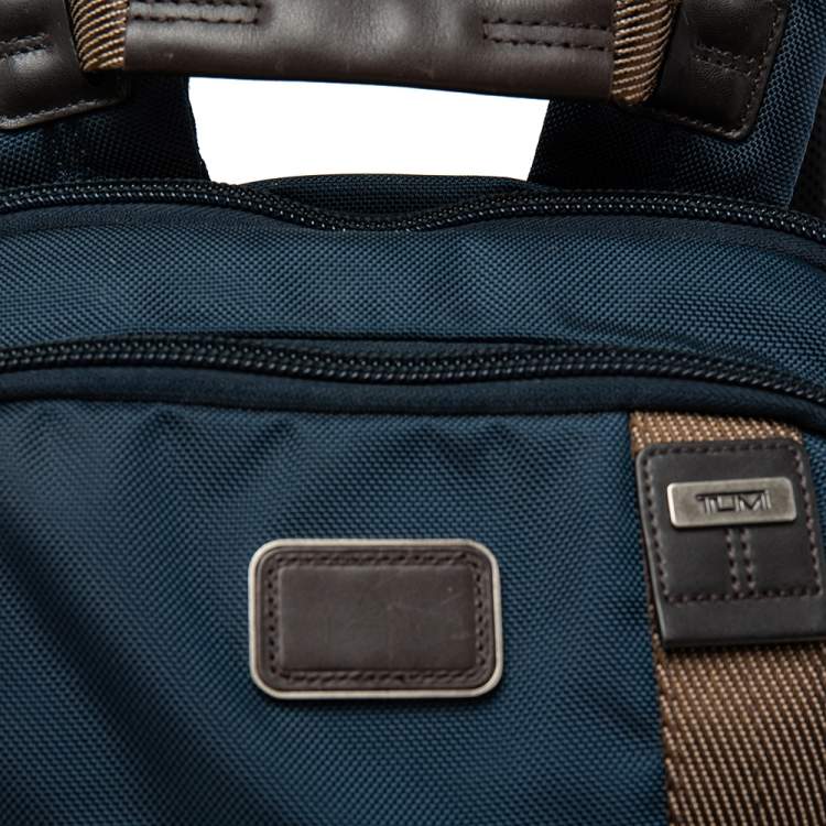 Pre Owned TUMI Blue/Black Leather And Ballistic Nylon Alpha Bravo Knox Backpack