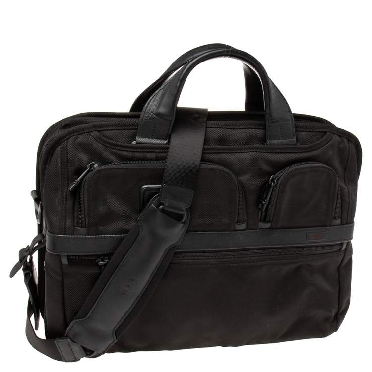 Pre Owned TUMI Black Nylon and Leather Alpha 2 T Pass Briefcase