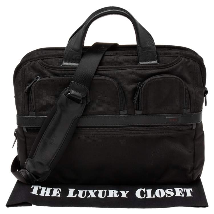 Pre Owned TUMI Black Nylon and Leather Alpha 2 T Pass Briefcase