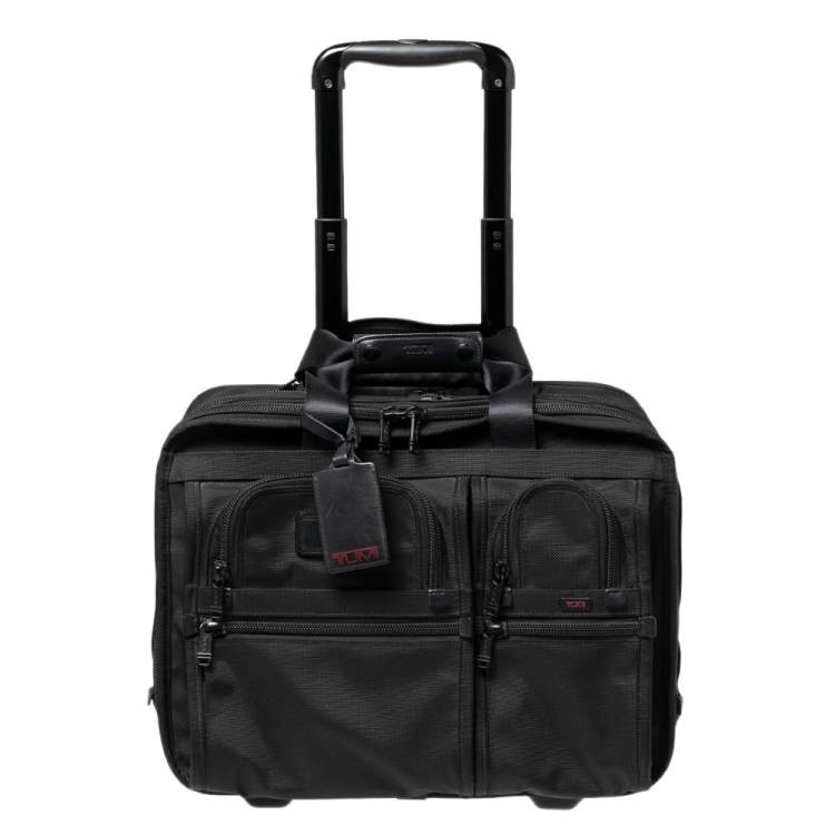 Pre Owned Tumi Black Nylon 2 Wheeled Alpha Rolling Briefcase 