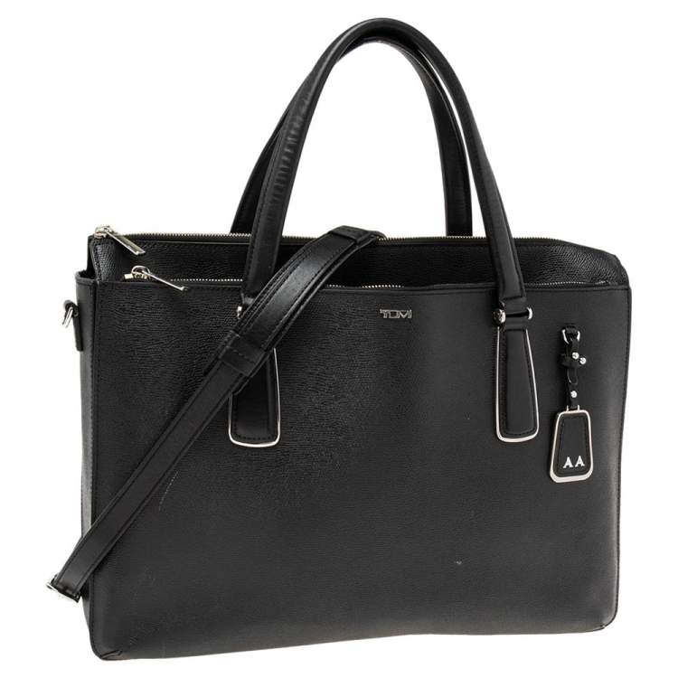 Pre Owned Tumi Black Leather Stanton Nia Commuter Briefcase Bag