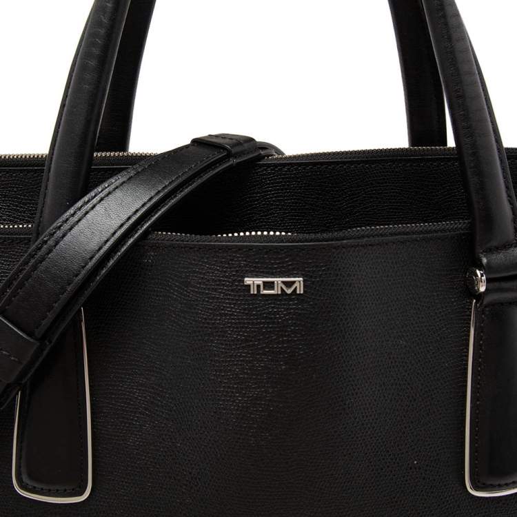 Pre Owned Tumi Black Leather Stanton Nia Commuter Briefcase Bag