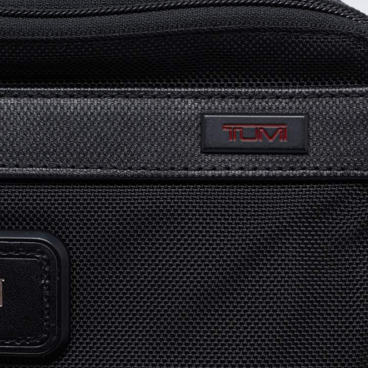 Pre Owned Tumi Black Nylon And Leather Triple Zip Alpha Pouch 