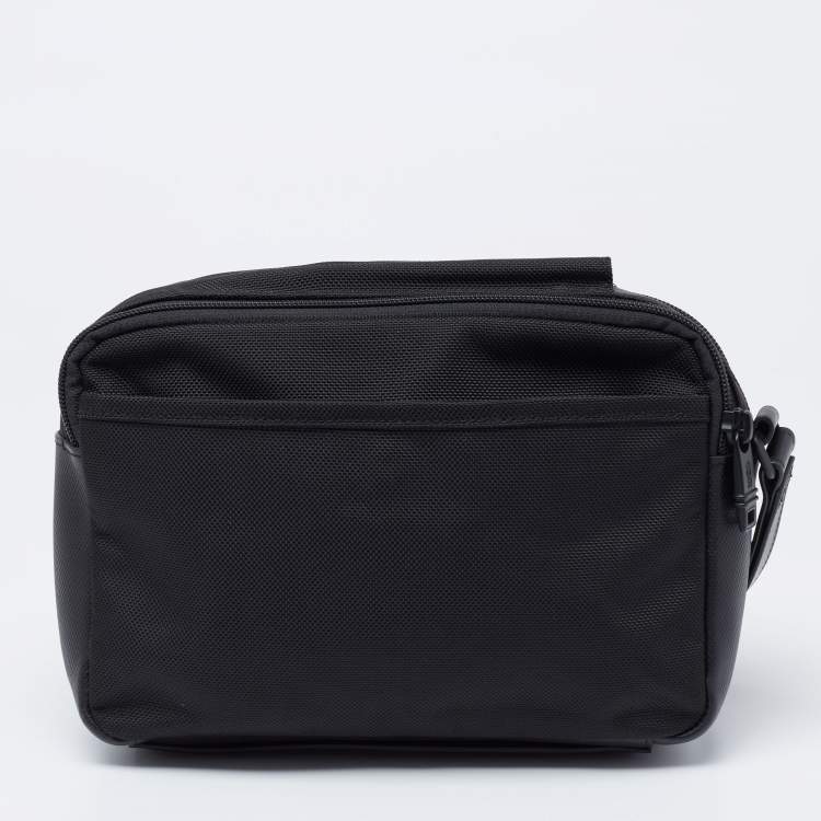Pre Owned Tumi Black Nylon And Leather Triple Zip Alpha Pouch 