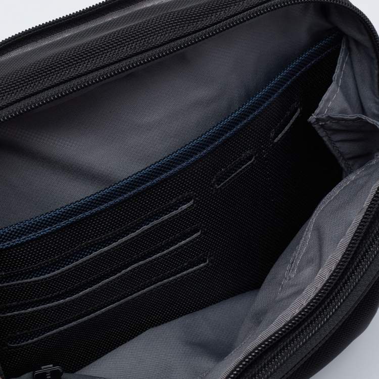 Pre Owned Tumi Black Nylon And Leather Triple Zip Alpha Pouch 