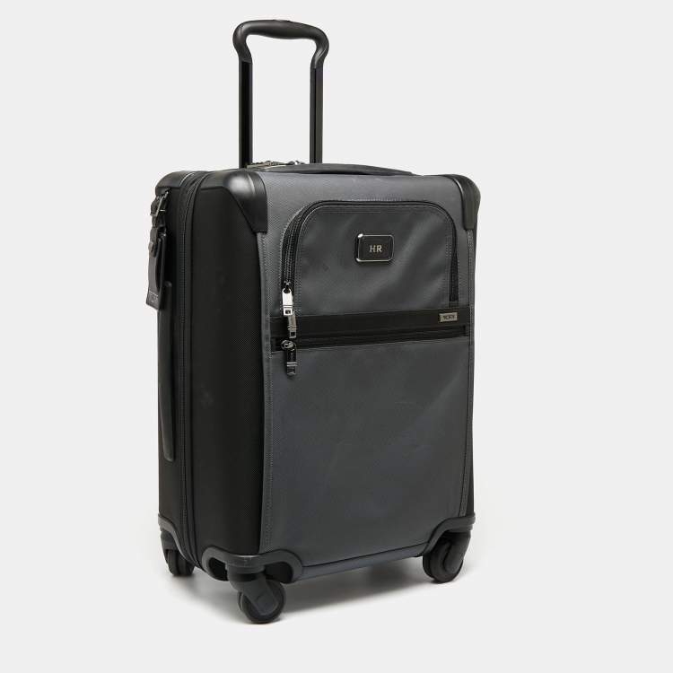 Pre Owned TUMI Dark Grey/Black Nylon Continental 4 Wheeled Alpha II Expandable Carry On Luggage