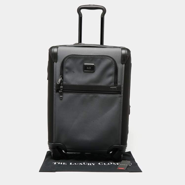 Pre Owned TUMI Dark Grey/Black Nylon Continental 4 Wheeled Alpha II Expandable Carry On Luggage