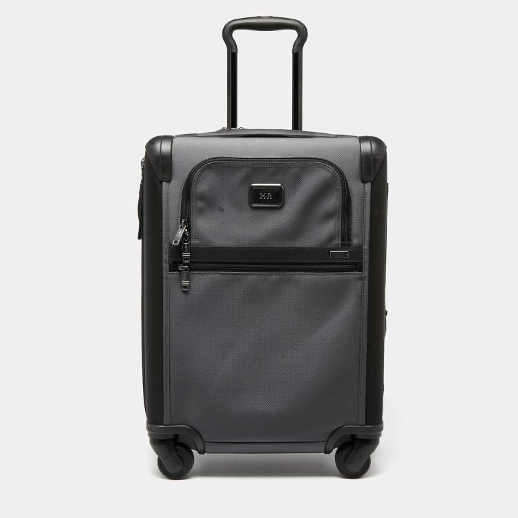 Pre Owned TUMI Dark Grey/Black Nylon Continental 4 Wheeled Alpha II Expandable Carry On Luggage