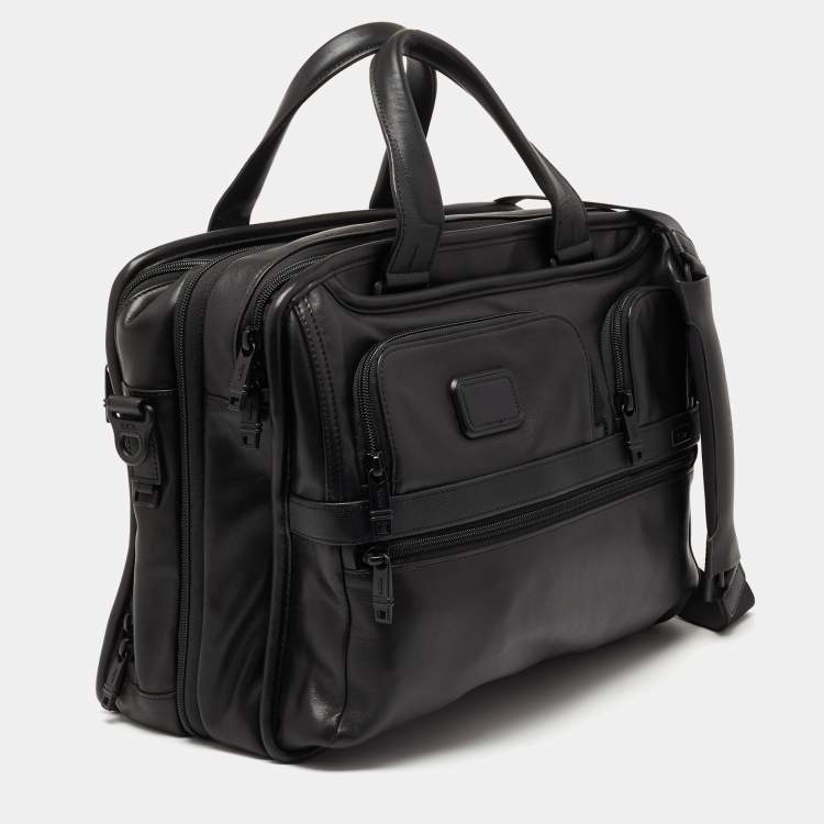 مملوكة مسبقًا TUMI Black Leather Alpha 2 Expandable Organizer Briefcase Laptop Bag