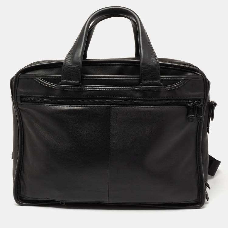 مملوكة مسبقًا TUMI Black Leather Alpha 2 Expandable Organizer Briefcase Laptop Bag
