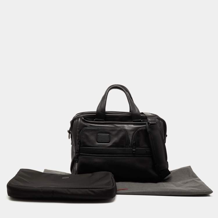 مملوكة مسبقًا TUMI Black Leather Alpha 2 Expandable Organizer Briefcase Laptop Bag