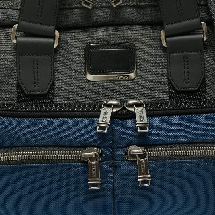 Pre Owned TUMI Grey/Blue Nylon Alpha Bravo Albany Slim Commuter Briefcase
