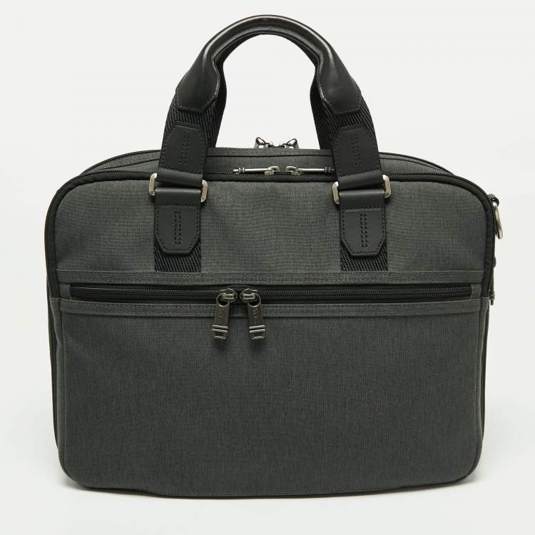 Pre Owned TUMI Grey/Blue Nylon Alpha Bravo Albany Slim Commuter Briefcase