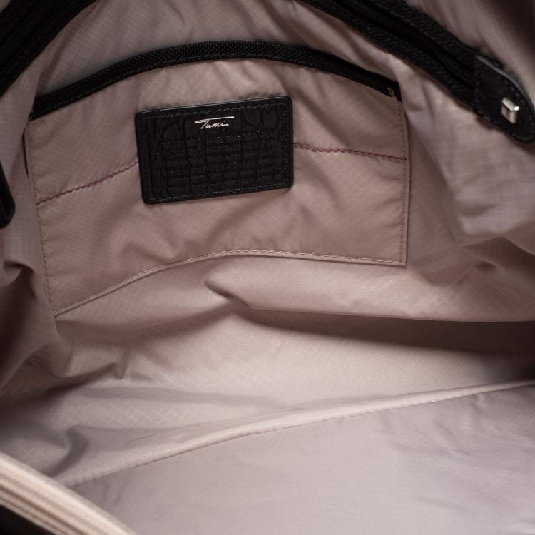 Pre Owned TUMI Black Crocodile Embossed Leather and Nylon Briefcase