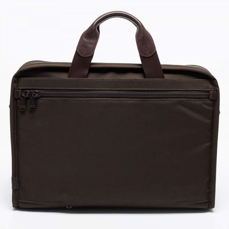 Pre Owned Tumi Brown Nylon Large Screen Laptop Briefcase Bag