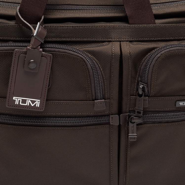 Pre Owned Tumi Brown Nylon Large Screen Laptop Briefcase Bag