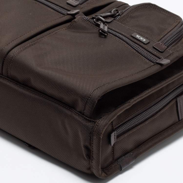 Pre Owned Tumi Brown Nylon Large Screen Laptop Briefcase Bag