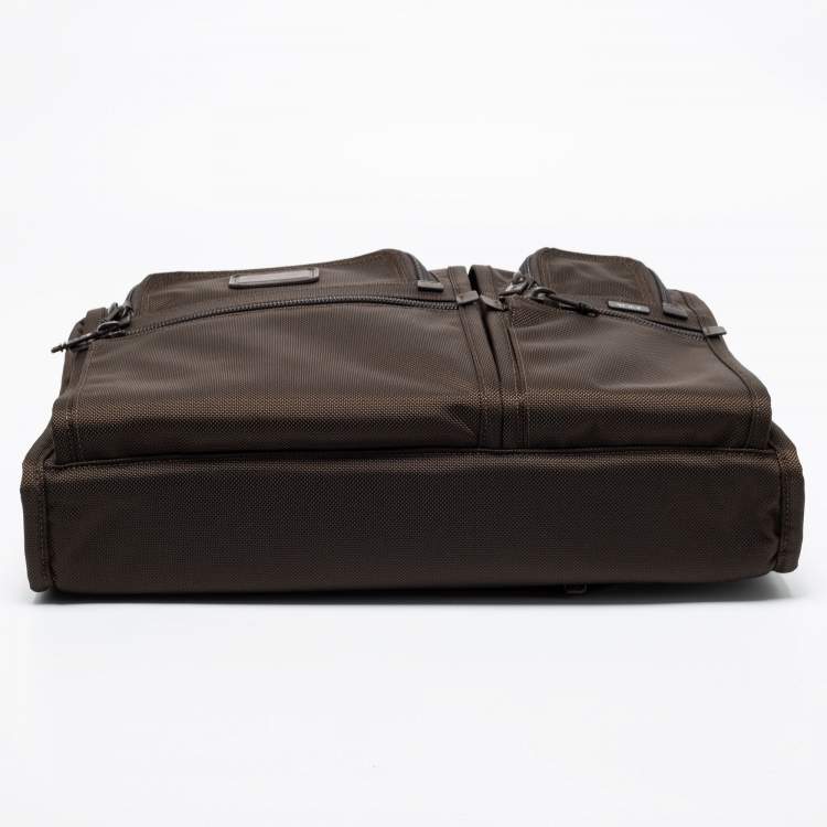 Pre Owned Tumi Brown Nylon Large Screen Laptop Briefcase Bag