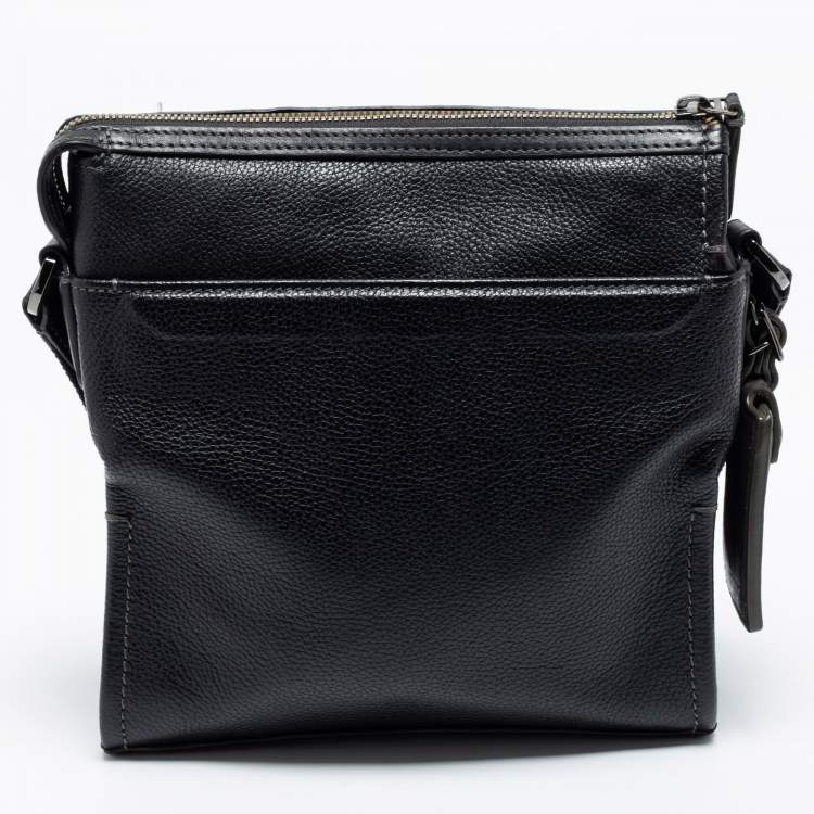 Pre Owned TUMI Black Leather Harrison Scott Messenger Bag