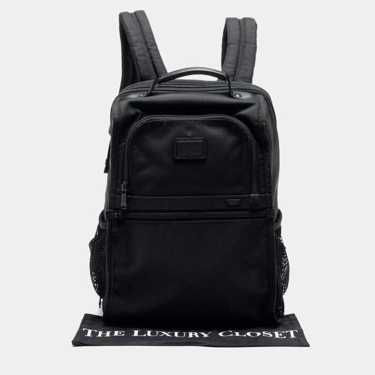 Pre Owned TUMI Black Canvas and Leather Alpha 3 Brief Pack Backpack
