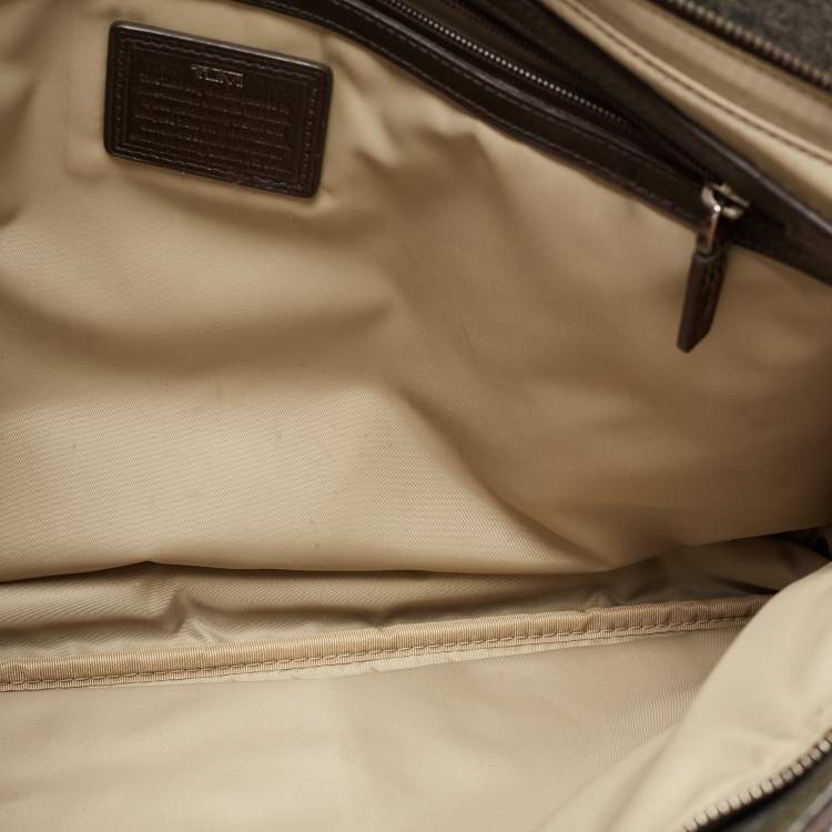 Pre Owned Tumi Brown/Grey Coated Canvas and Leather Bedford Jefferson Slim Briefcase 
