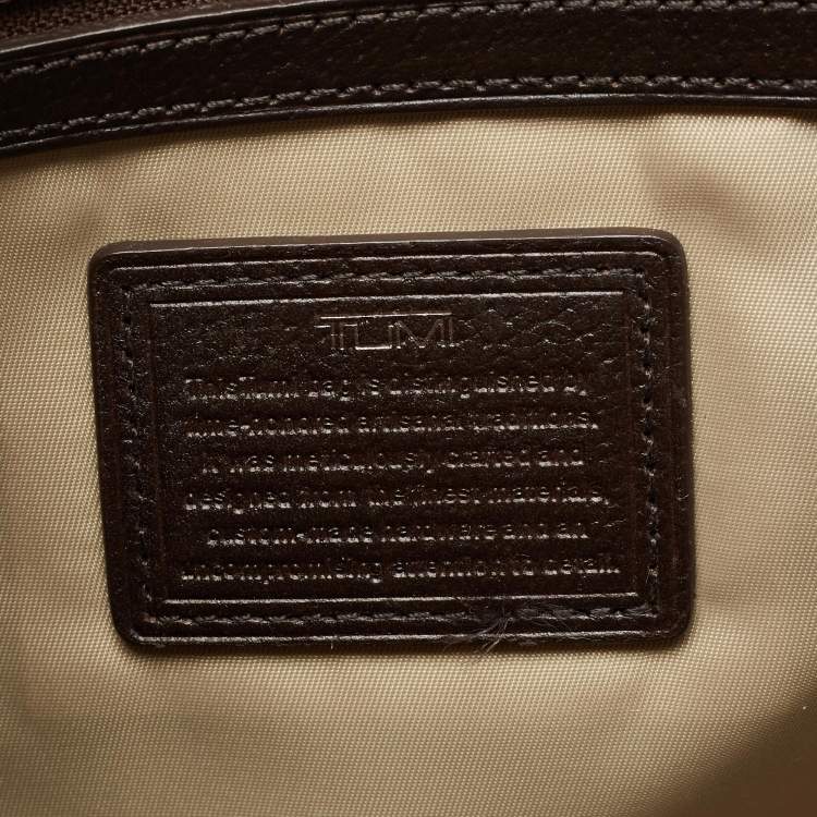 Pre Owned Tumi Brown/Grey Coated Canvas and Leather Bedford Jefferson Slim Briefcase 