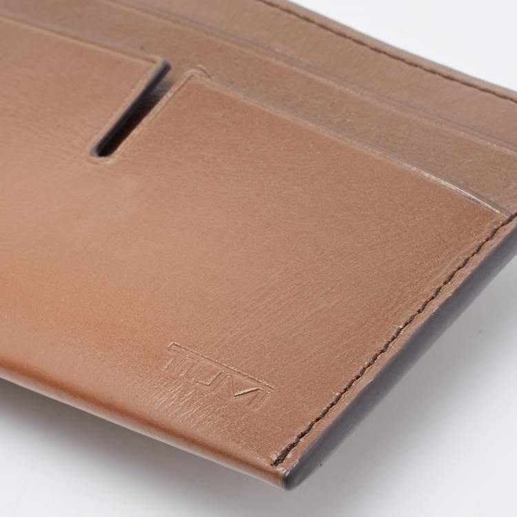 Pre Owned Tumi Brown Leather Money Clip Card Holder