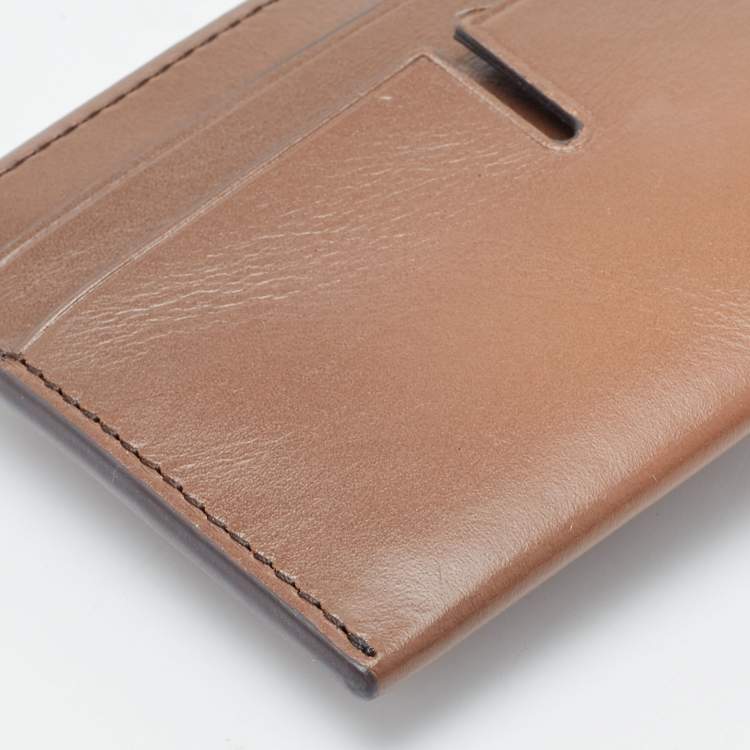 Pre Owned Tumi Brown Leather Money Clip Card Holder